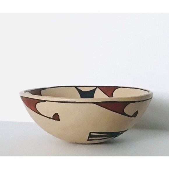 Mata Ortiz Artist Ismael Flores Polychrome Small Bowl Mexico Signed Pottery Fish - Picture 6 of 11